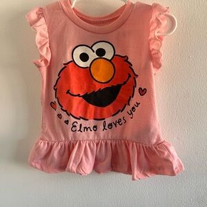 Sesame Street Pink Elmo 'Elmo Loves You' Ruffle Dress Top